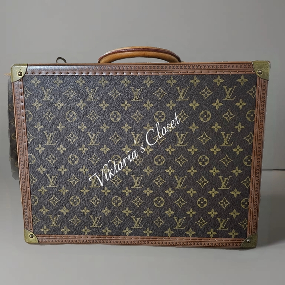 #00020-1143 VINTAGE 1970'S MONOGRAM LEATHER TRUNK SUITCASE 45 - Picture 2 of 11